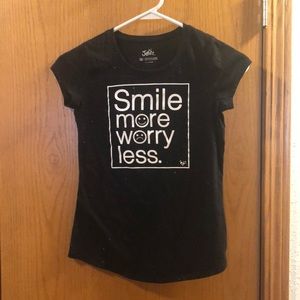 Justice Short Sleeve Tee “Smile More Worry Less"